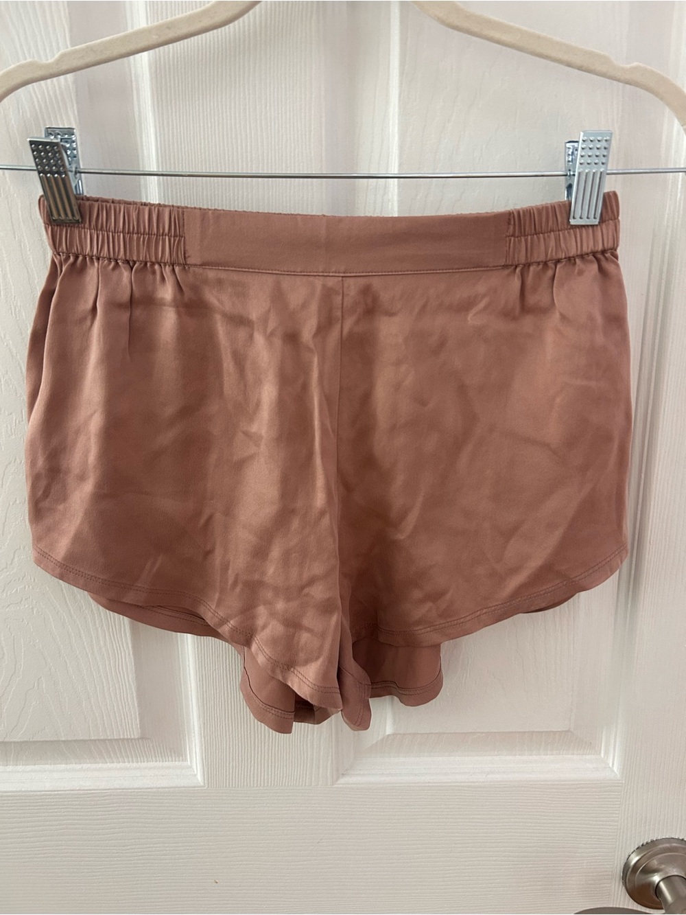 Quince 100% Washable Silk Pajama Shorts in Dusty Rose Toasted Almond